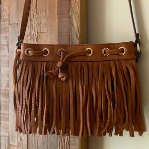 Rebecca Minkoff mini fringe bag in tan/brown